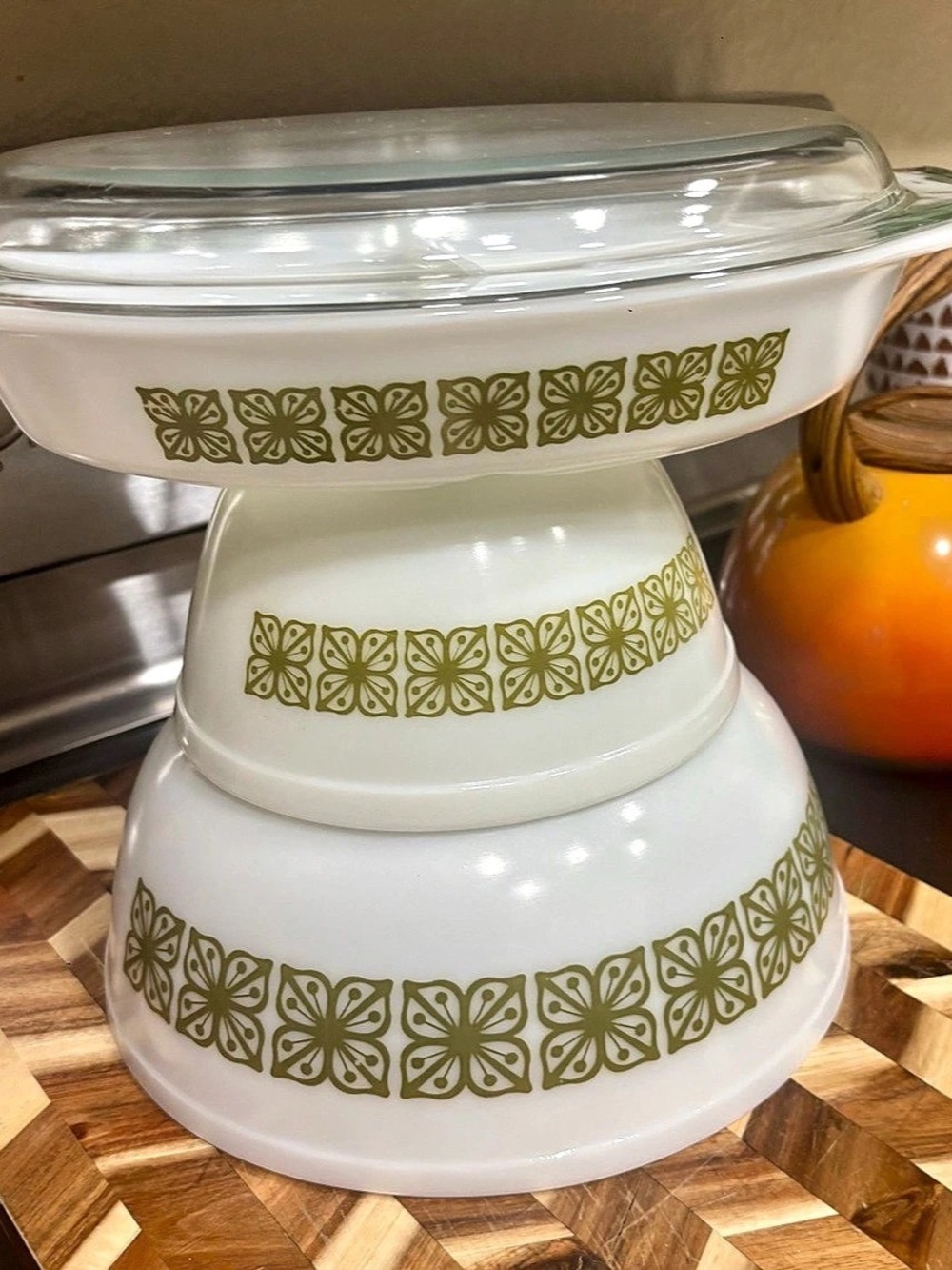 Pyrex Butterprint Cookware Set White & Green - Picture 7 of 7